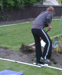 worker with irrigation